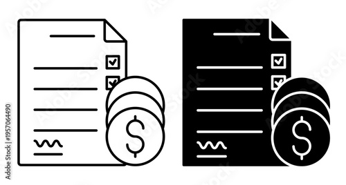 Linear icon. Payroll for the reporting period. Simple black and white vector symbol isolated on white background