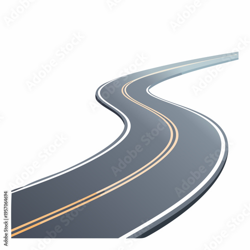 Winding road through an open landscape with clear sky and smooth pavement