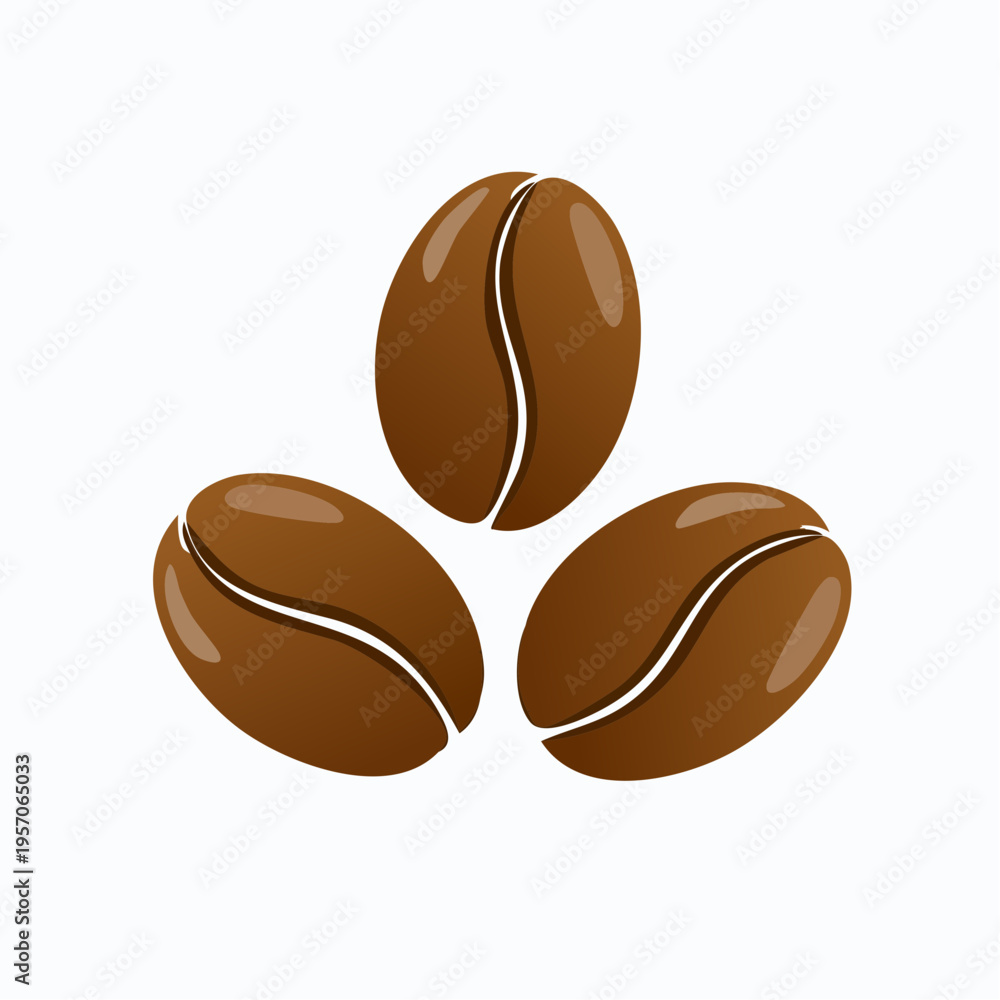 Fototapeta premium Coffee beans arranged in a simple way, showcasing their natural shape and color on a plain background