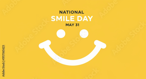 Smiling face for national smile day on may 31 celebrating happiness and positivity with a bright yellow background