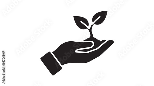 Hand Holding Small Plant Sprout For Growth And Development Concepts