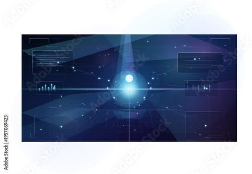 Abstract futuristic background featuring a glowing central light