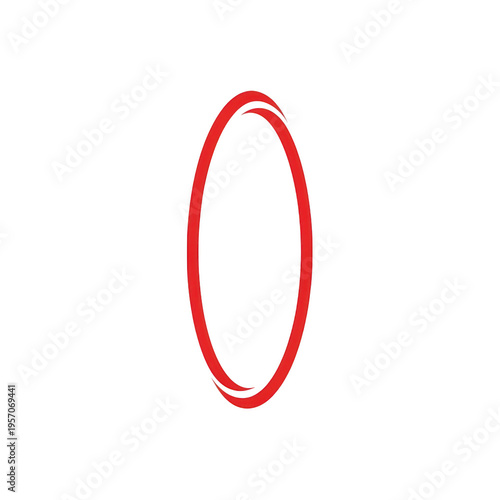 A red oval shape on a white background isolated on transparent background