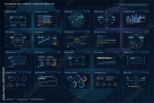 A comprehensive set of futuristic HUD and virtual user interface