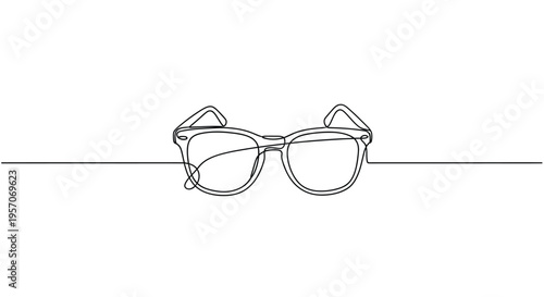 Minimalist Continuous Line Drawing of Sunglasses for Fashion and Summer Design