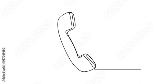 Telephone Handset Icon Continuous Line Drawing for Support and Contact