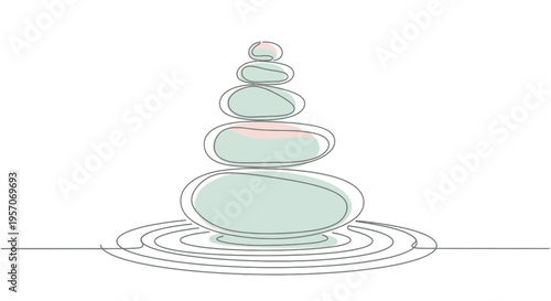 Zen Stone Stack for Balance and Meditation Minimalist Line Art