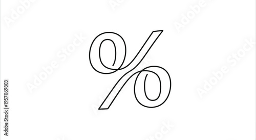 Minimalist continuous line drawing of a percentage symbol for sales and discounts