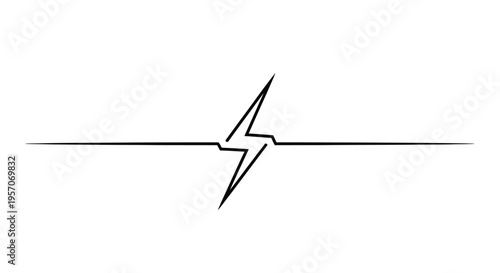 Minimalist lightning bolt line art symbol for energy power and flash concept