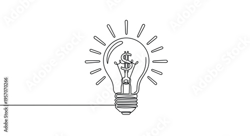 Innovation and business success lightbulb with dollar sign line art