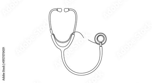 Medical stethoscope continuous line drawing for healthcare