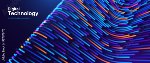 Artificial Intelligence Data Flow Diagram Showing Neural Connections and Digital Processing Streams. Digital Business Transformation Vector Background.