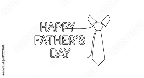 Foto Happy Father's Day greeting with necktie in continuous line art