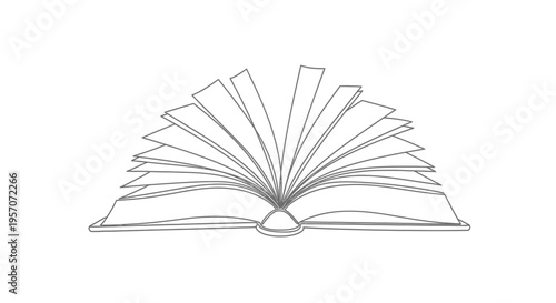 Quadro su tela Minimalist open book line art drawing for education and storytelling