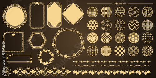 和柄のパターン素材とお洒落なフレーム装飾セット