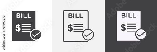Bill paid icon element for design projects and web designs