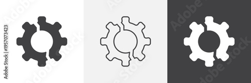 Broken gear icon element for design projects and web designs