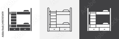 Bunk bed icon element for design projects and web designs