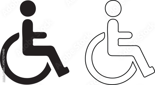 wheelchair black black line icon set vector logo design 