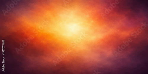 Glowing abstract red and yellow background texture featuring a fiery sunset sky with burning orange clouds and heat from a dark explosion design
