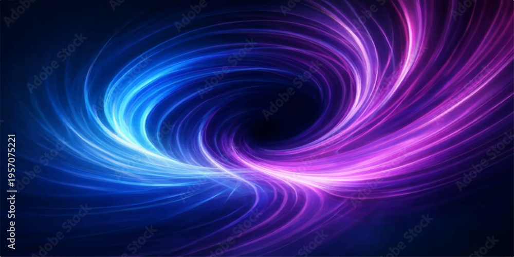 Fototapeta premium A swirling digital art wallpaper features a blue fractal design with light waves and motion patterns that create a glowing spiral vortex of energy across an abstract space backdrop