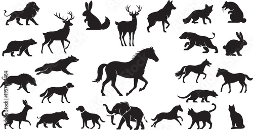 Horse silhouettes vector collection set