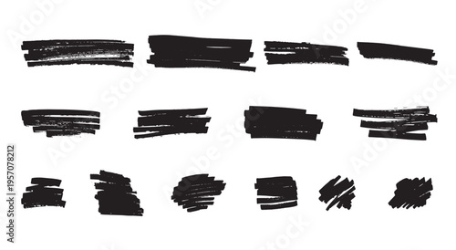 A collection of black brush strokes on a white background