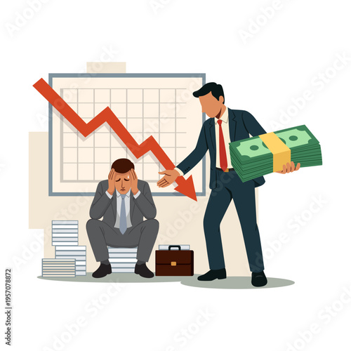 Businessman giving financial assistance.