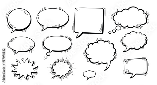 Hand Drawn Speech Bubbles and Thought Clouds Collection