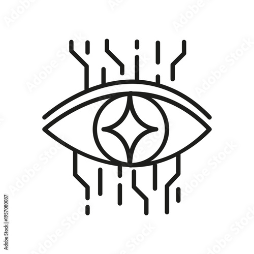 Ai technology eye circuit icon for digital vision security