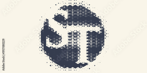 Triangle Shapes Vector Abstract Geometric Technology Background. Radial Composition Halftone Frame Triangular Retro Simple Pattern. Minimal Style Dynamic Tech Wallpaper