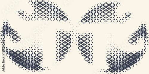 Triangle Shapes Vector Abstract Geometric Technology Background. Radial Composition Halftone Frame Triangular Retro Simple Pattern. Minimal Style Dynamic Tech Wallpaper
