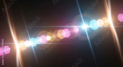 Dynamic Lens Flare Effect with Colorful Light Streaks and Bokeh.