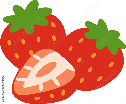 Strawberries on wicker tray illustration