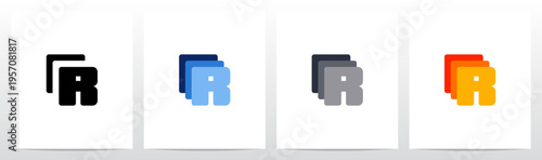 Squares Rounded Corners Stack Layers Initial Letter Logo Design R
