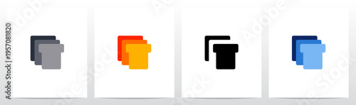 Squares Rounded Corners Stack Layers Initial Letter Logo Design T