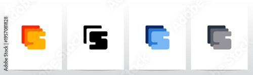 Squares Rounded Corners Stack Layers Initial Letter Logo Design S