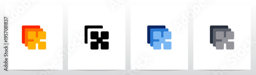 Squares Rounded Corners Stack Layers Initial Letter Logo Design X