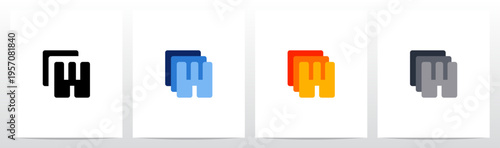 Squares Rounded Corners Stack Layers Initial Letter Logo Design W