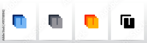 Squares Rounded Corners Stack Layers Initial Letter Logo Design U