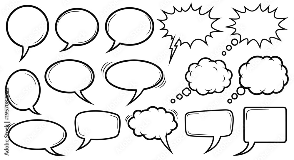 Fototapeta premium Speech Bubbles Collection: Comic Style Speech Bubbles and Thought Clouds