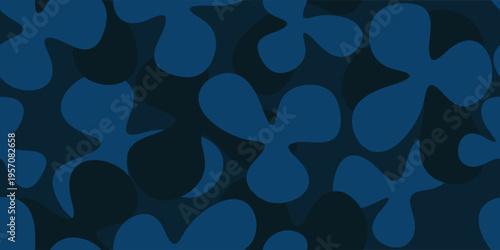 Dark blue abstract camouflage pattern with organic shapes and smooth transitions
