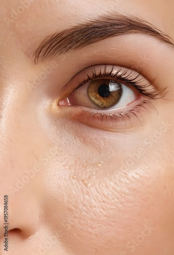 Female brown eye close up with natural light