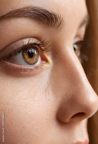 Female brown eye close up with natural light