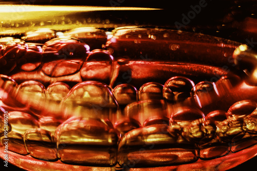 Abstract colorful macro of bubbles in liquid with vivid colors