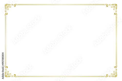 A single European antique frame placed on a white background, vintage frame background material, gold decoration graphic material, background transparent vector design illustration