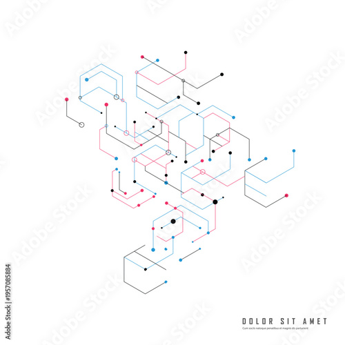 Abstract design element with geometric background of hexagons shape pattern