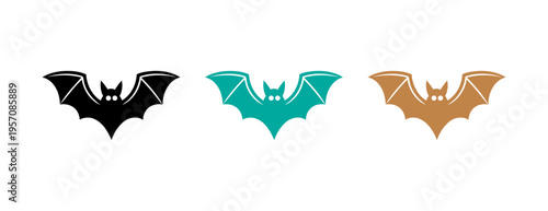 set of bat silhouettes in different colors