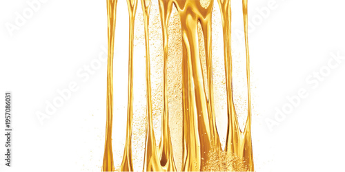 Golden wheat-textured illustration of a bunch of isolated spaghetti pasta on a white background designed with a summer sunlit pattern