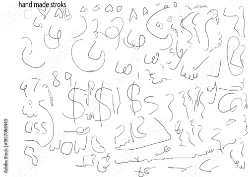 Hand Drawn Sketch Doodles and Scribbles on White Background | Random Lines, Numbers, and Symbols Collection in Minimalist Pencil Style for Creative, Artistic, and Concept Design Projects

